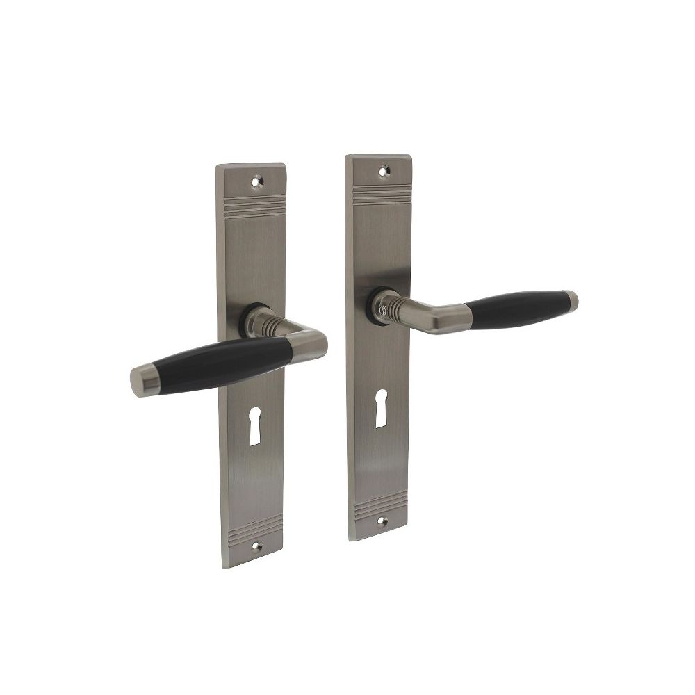 Deurkruk Ton Basic op schild sleutelgat 56mm - mat nikkel/ebbenhout