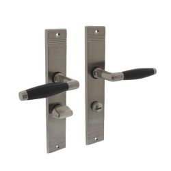 Deurkruk Ton Basic op schild WC63/8mm - mat nikkel/ebbenhout