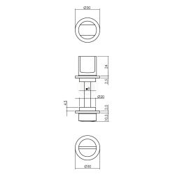 Rozet toilet-badkamersluiting minimalistisch rond - RVS/mat zwart