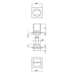 Rozet toilet-badkamersluiting minimalistisch vierkant - RVS/mat zwart