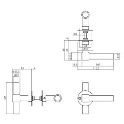 Deurkruk L/T-model met rozet 2 mm rvs geborsteld
