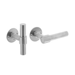 Deurkruk L/T-model met rozet 2 mm rvs geborsteld