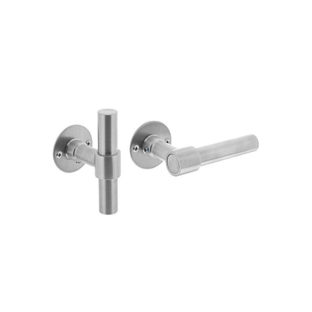 Deurkruk L/T-model met rozet 2 mm rvs geborsteld