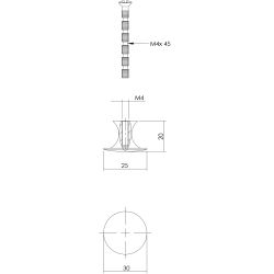 Meubelknop glad ø30 mm messing antiek