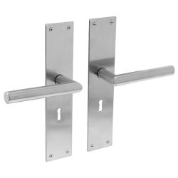Deurkruk Jura met schild 250x55x2mm sleutelgat 56mm rvs geborsteld