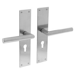 Deurkruk Jura met schild 250x55x2mm profielcilindergat 55mm rvs geborsteld