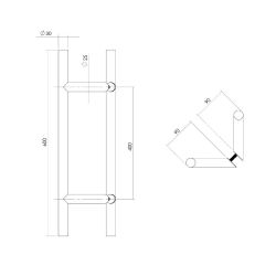 Deurgrepen per paar T-schuin 600x90x30 HoH 400 rvs