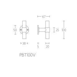 ONE PBT100V massieve voordeurknop vast op rozet mat zwart