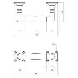 Intersteel Deurgreep Ton Basic 75/150mm op vierkant rozet - nikkel mat/zwart