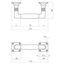 Intersteel Deurgreep Ton Basic 95/170mm op vierkant rozet - nikkel glans/zwart