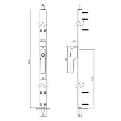 P+E Veiligheidsespagnolet voor deuren afsluitbaar SKG2 220cm linksdraaiend wit