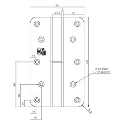 P+E Kogelstift paumelle SKG3 hout/hout 160mm DIN links rvs geborsteld