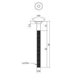 P+E Inbusbout M4x50 mm verzonken kop rvs geborsteld