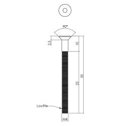 P+E Inbusbout M4x35mm verzonken kop rvs geborsteld