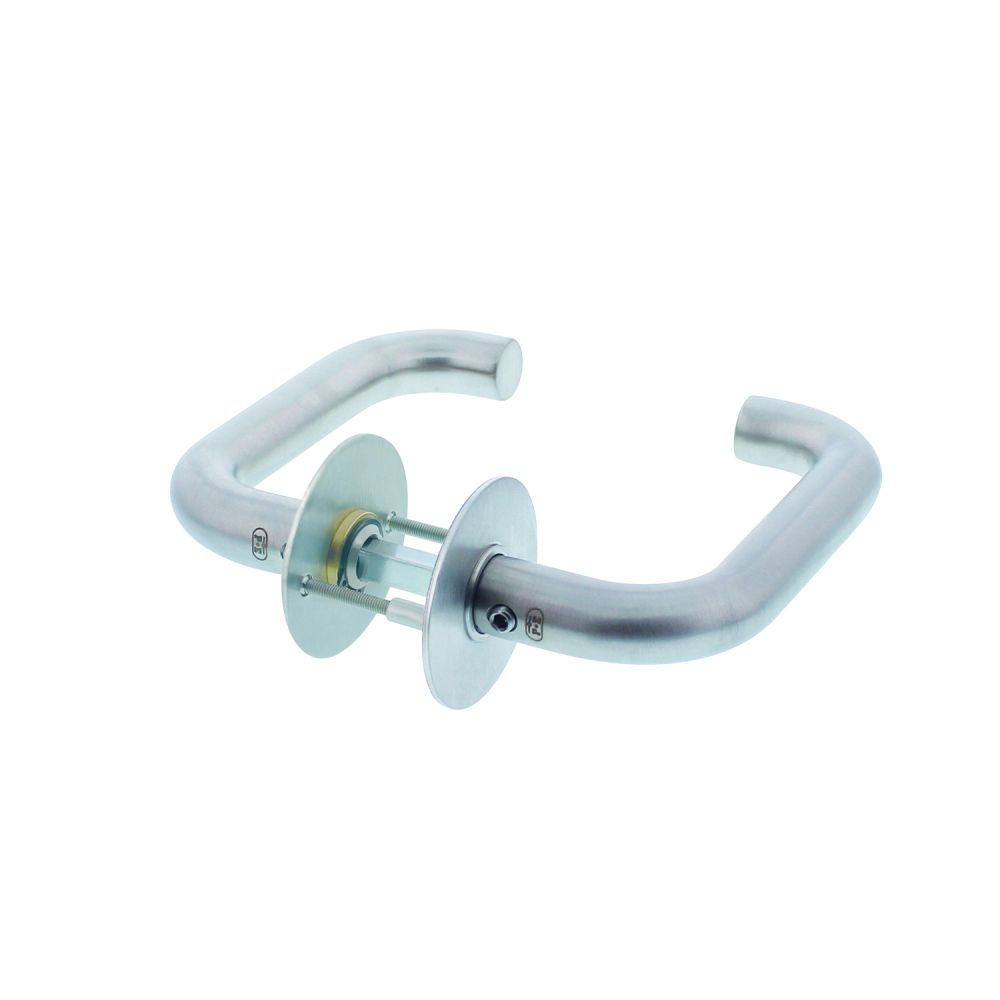 P+E Deurkruk U-model op ronde rozet 8mm stift rvs geborsteld