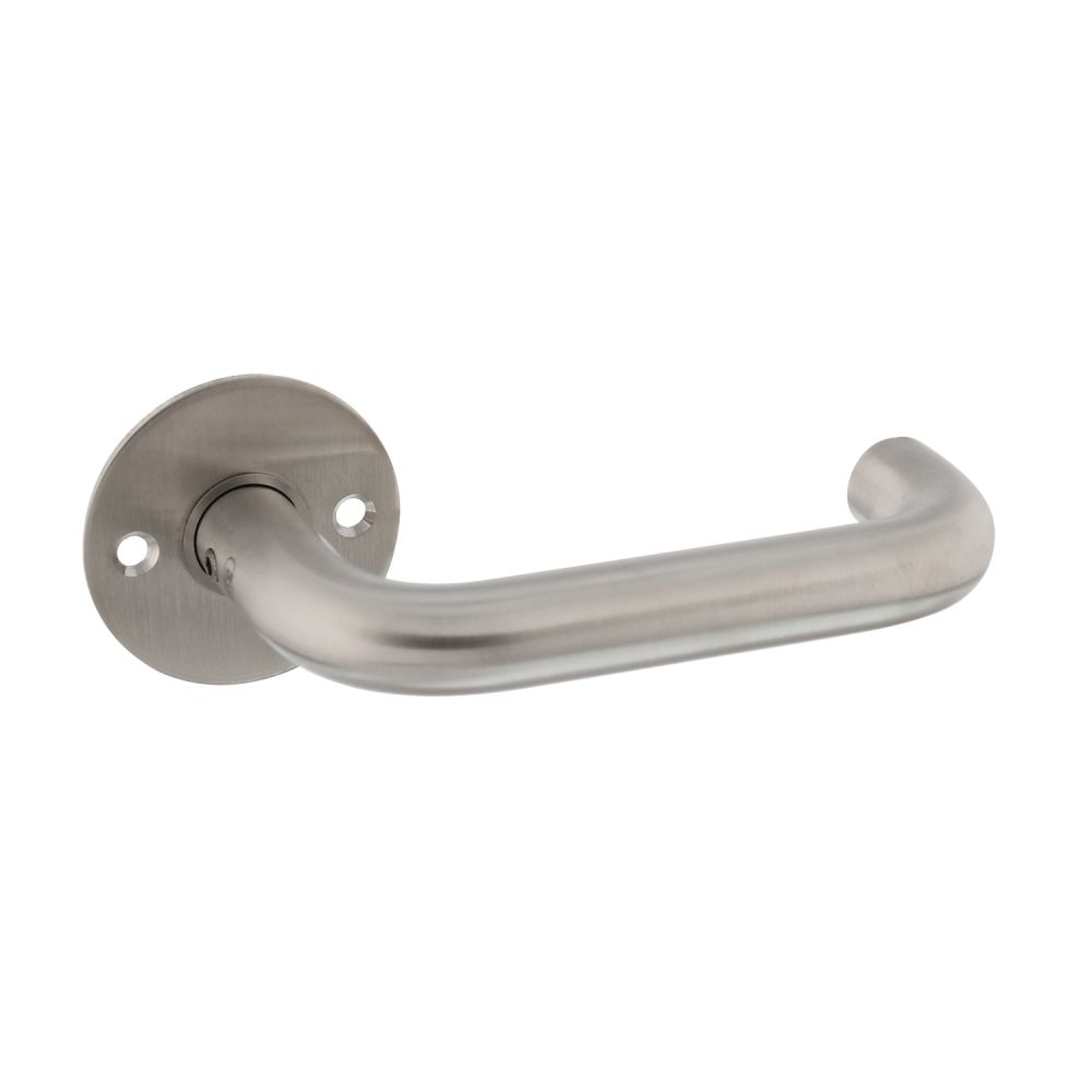 P+E Gatdeel deurkruk U-model op ronde rozet 8mm stift rvs geborsteld