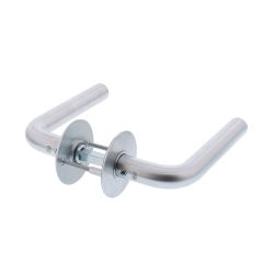 P+E Deurkruk L-model op ronde rozet 8mm stift rvs geborsteld