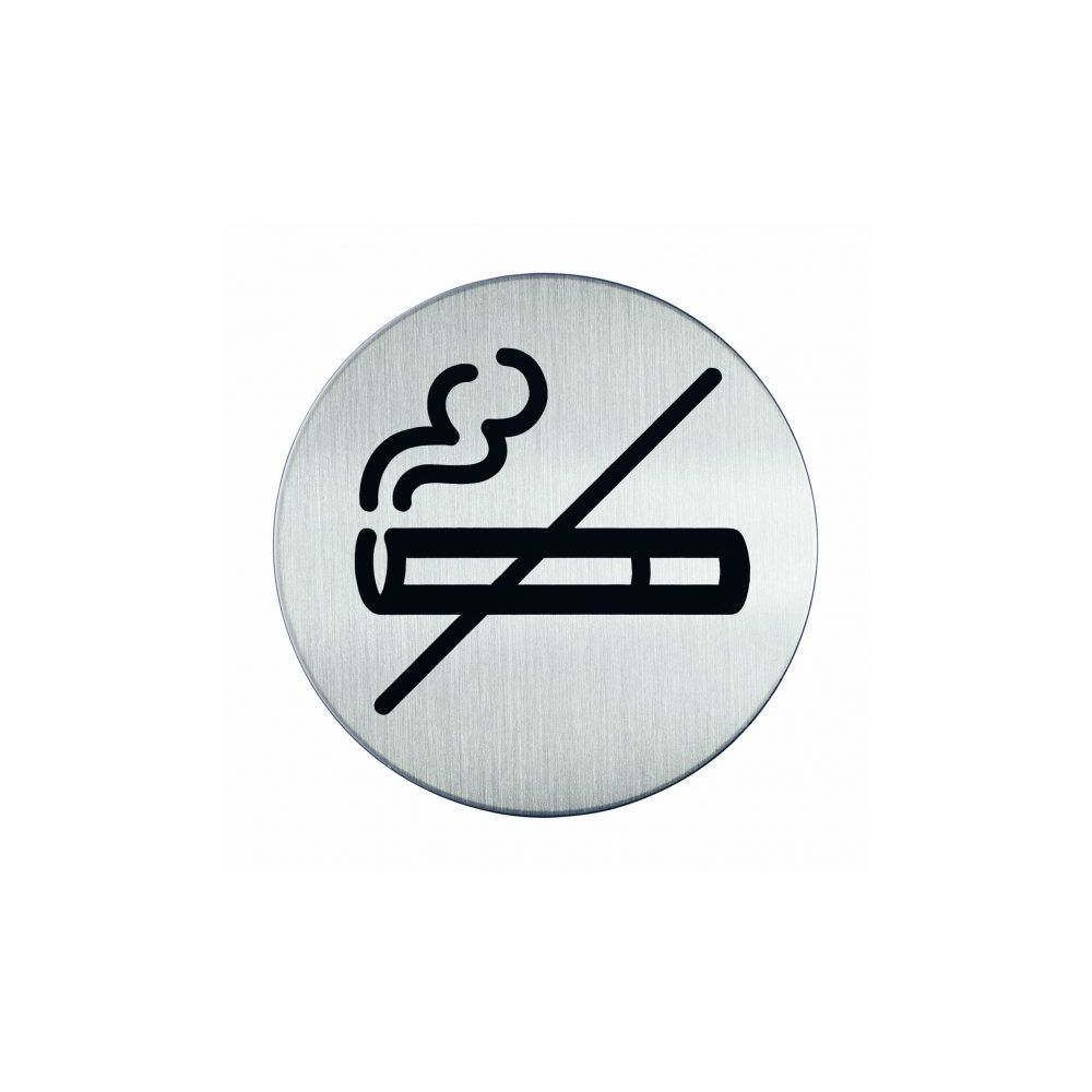 Pictogram zelfklevend rond rookverbod RVS