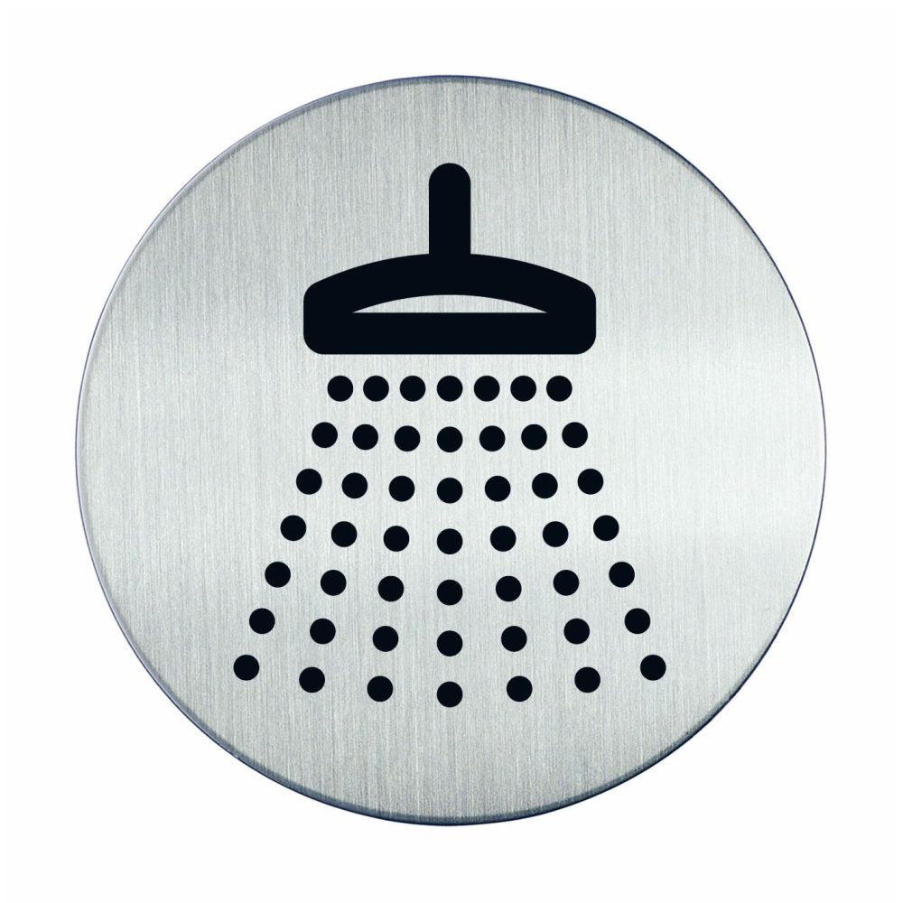 Pictogram zelfklevend rond douche RVS