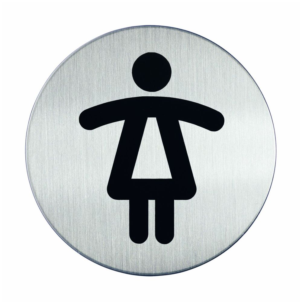 Pictogram zelfklevend rond damestoilet RVS
