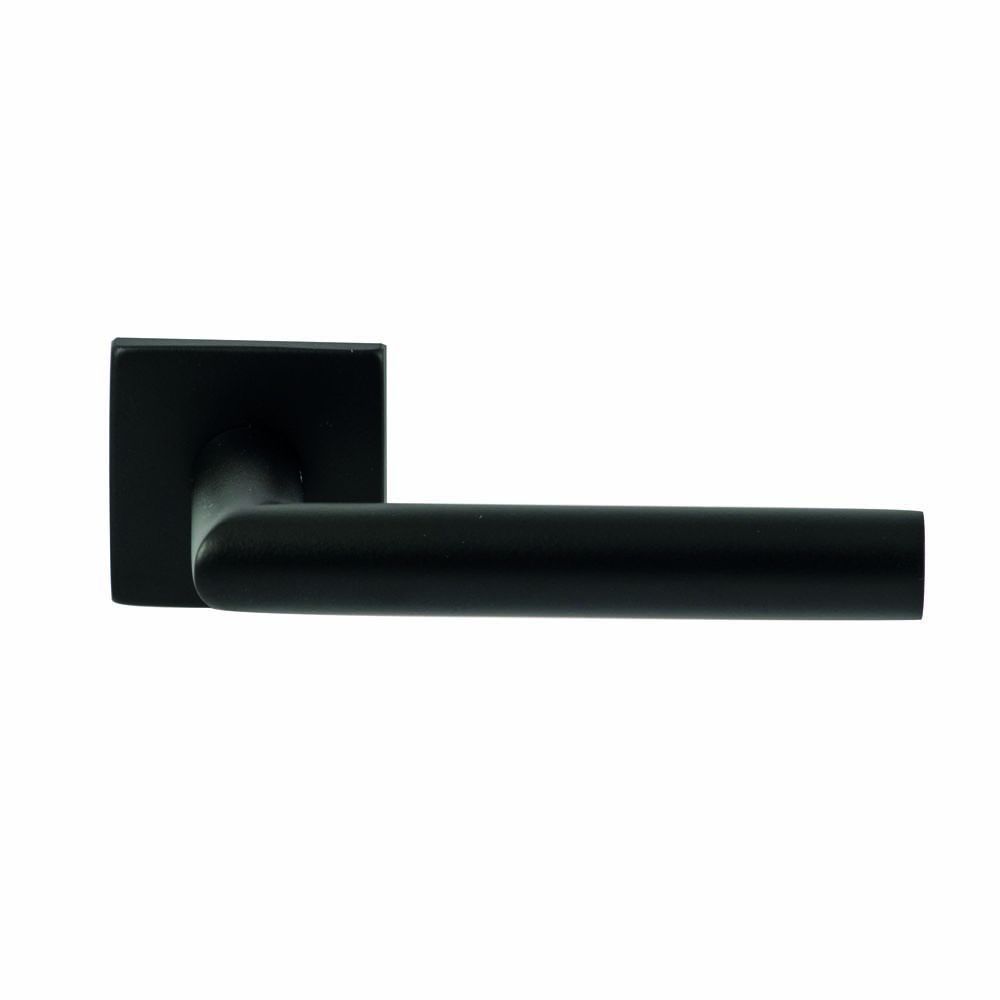 Deurkruk Toledo Zwart op vierkant rozet 4mm dun