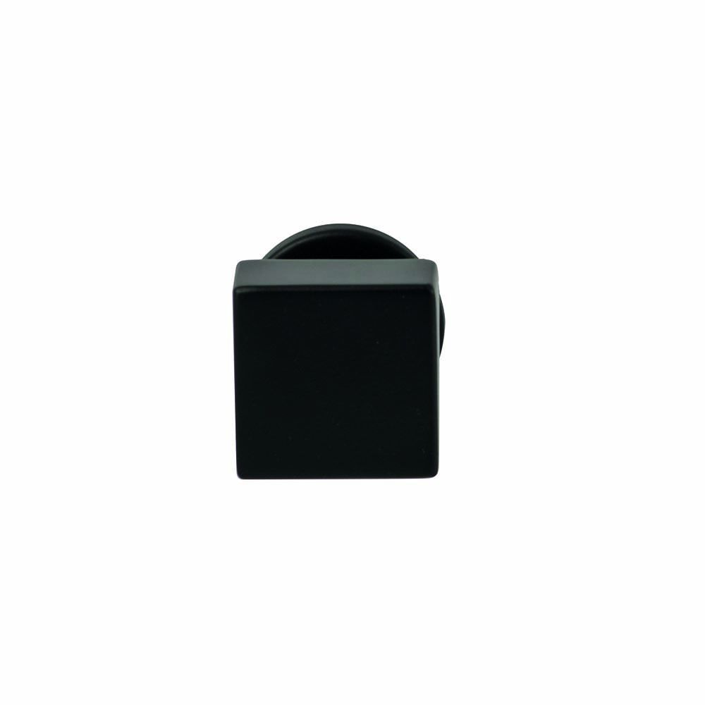 Knopkruk Quadro Zwart op rond rozet 4mm dun