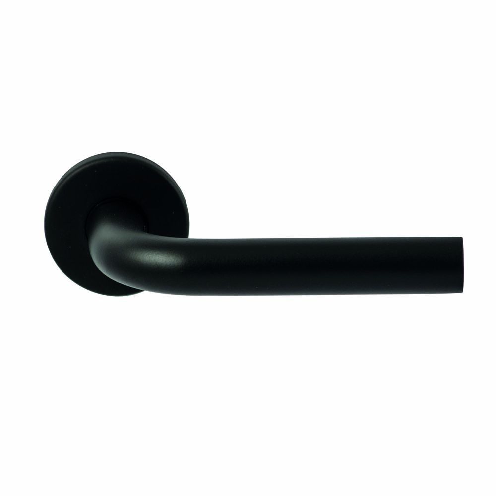Deurkruk Oslo Zwart op rond rozet 4mm dun