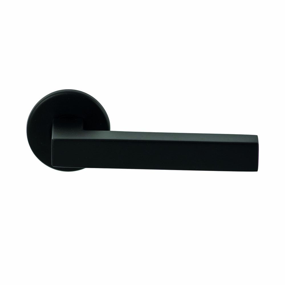 Deurkruk Geneve Zwart op rond rozet 4mm dun
