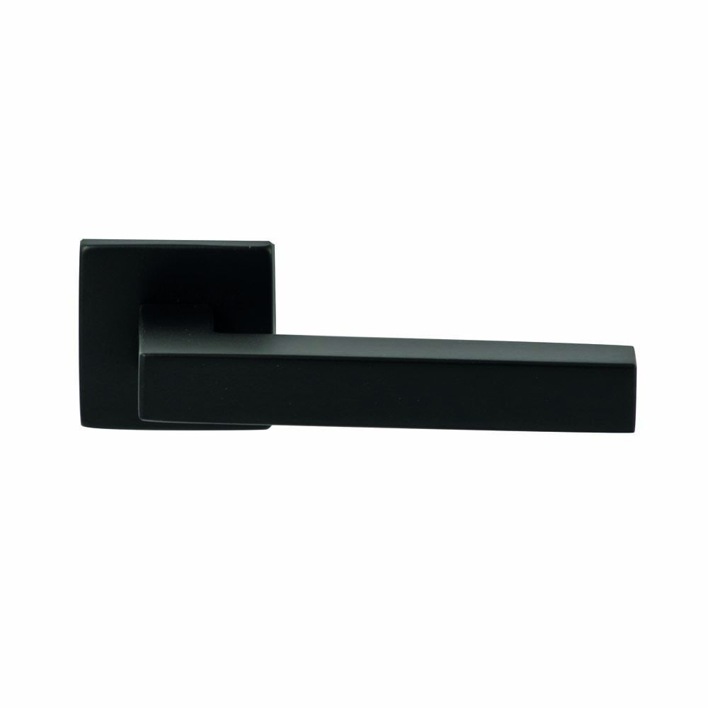 Deurkruk Geneve Zwart op vierkant rozet 4mm dun