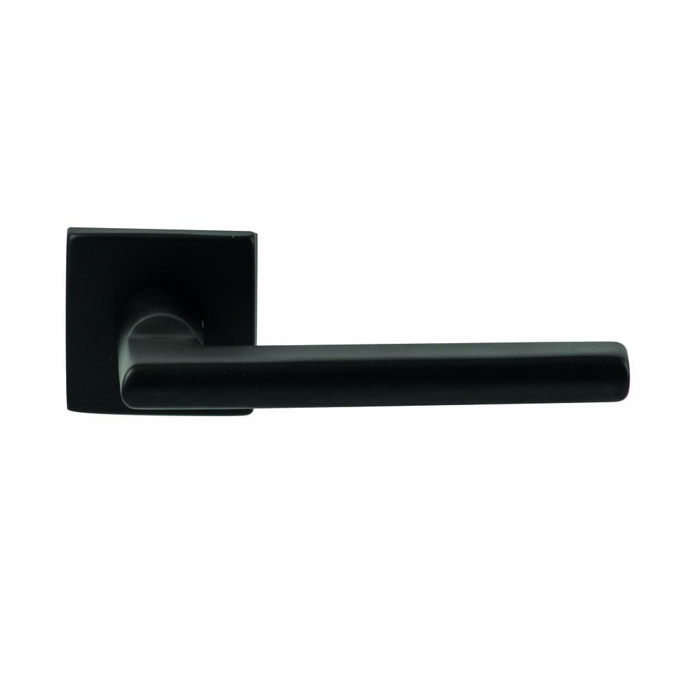 Deurkruk Athene Zwart op vierkant rozet 4mm dun