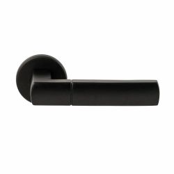 Deurkruk Rhodos Zwart op rond rozet 4mm dun