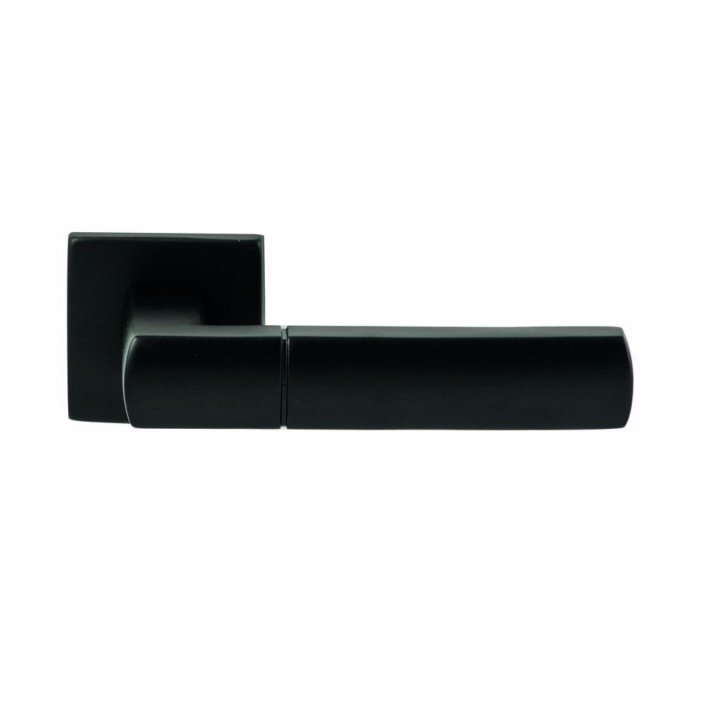 Deurkruk Rhodos Zwart op vierkant rozet 4mm dun