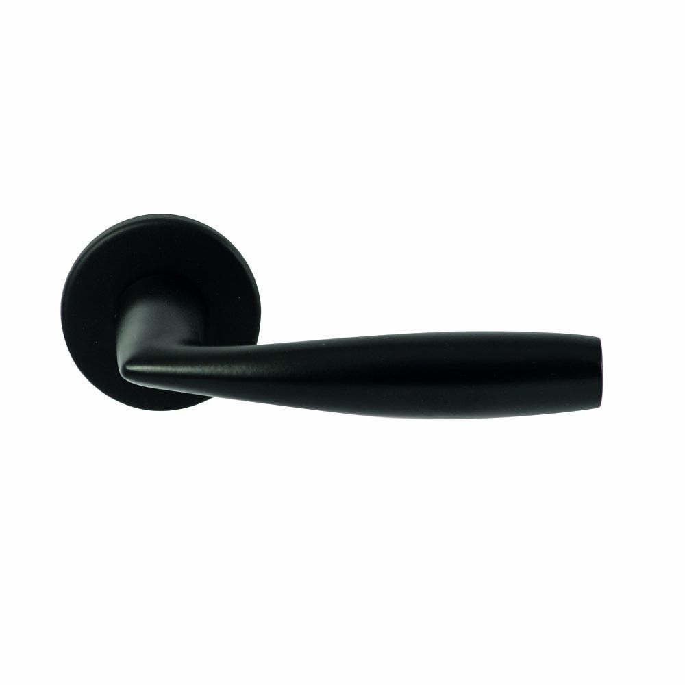 Deurkruk Naxos Zwart op rond rozet 4mm dun