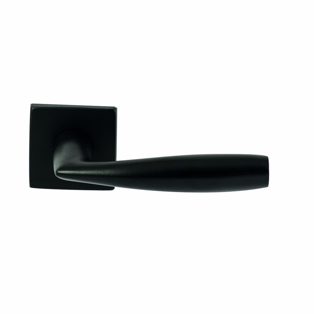 Deurkruk Naxos Zwart op vierkant rozet 4mm dun