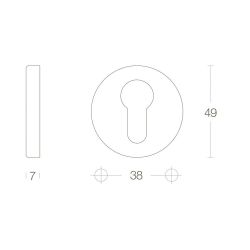 Intersteel Rozet met profielcilindergat verdekt 49x7mm chroom mat