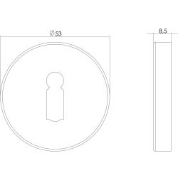 Intersteel Rozet met sleutelgat verdekt 53x9mm RVS/mat zwart