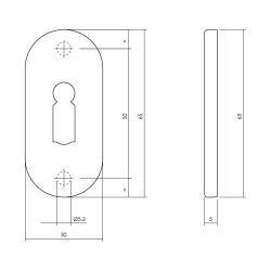 Intersteel Rozet ovaal met sleutelgat verdekt 65x30x10mm RVS