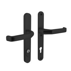 Veiligheidsbeslag SKG3 smal kruk/kruk profielcilindergat 92mm kerntrekbeveiliging aluminium/zwart
