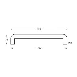 Deurgrepen per paar U-vorm 325x70x25 HoH 300mm RVS