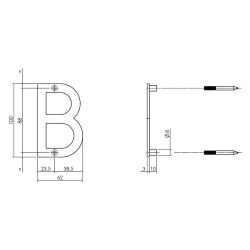 Huisletter B 100mm RVS