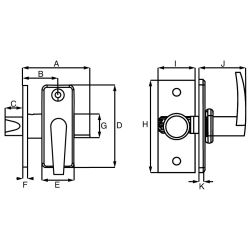 Insteekgrendel met sluitplaat lengte 55mm - zwart