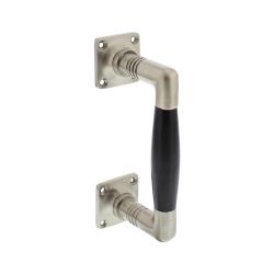 Intersteel Deurgreep Ton Basic 75/150mm op vierkant rozet - nikkel mat/zwart