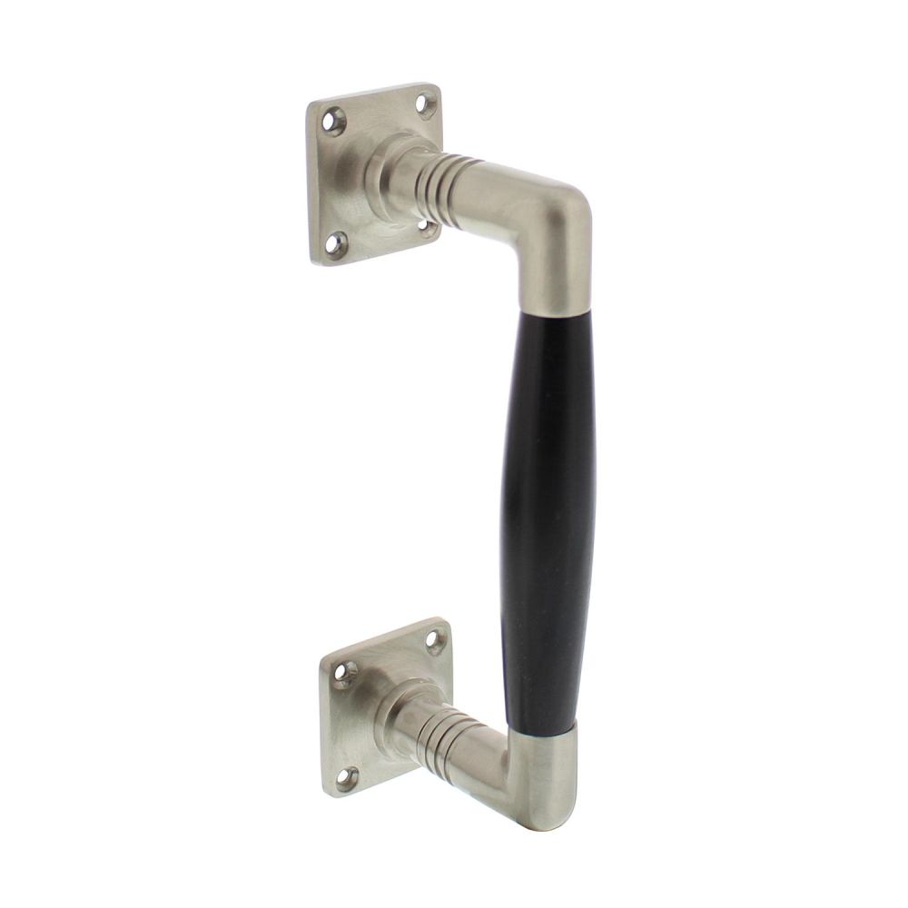 Deurgreep Ton Basic 95/170mm op vierkant rozet nikkel mat/ebbenhout