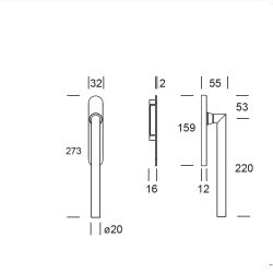 Hefschuifdeurgreep dubbel PC69 Toledo B RVS