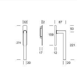 Hefschuifdeurgreep dubbel PC69 Geneve RVS