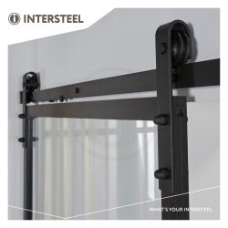 DIY schuifdeur Cubo incl. transparant glas 2150mm + zwart ophangsysteem Basic