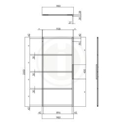 DIY schuifdeur Cubo incl. transparant glas 2350mm + zwart ophangsysteem Basic Top