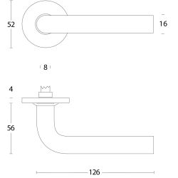 Intersteel Deurkruk Recht ø16mm slank op rozet RVS
