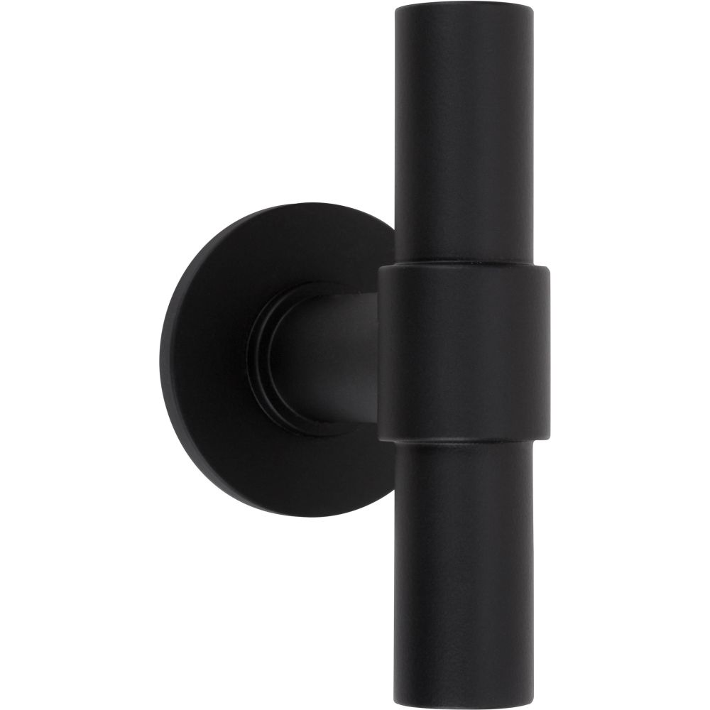 Piet Boon ONE PBT100G set massieve glasdeurknoppen vast op rozet - Mat zwart