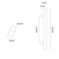 Handgreep Frankfurt T-model rond schuin 660x30mm - mat zwart